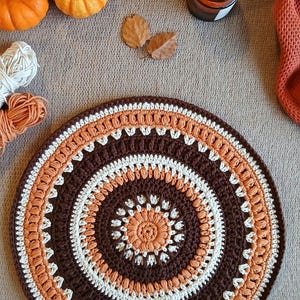 Crochet Round Placemat Pattern PDF | Fall Farmhouse Table decor | Instant Download