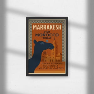 Marrakech: Visita il Marocco - Stampa poster su tela o carta - Vintage - Viaggio - Jemaa el Fna - Koutoubia - Majorelle - Decorazione per la casa - Regalo