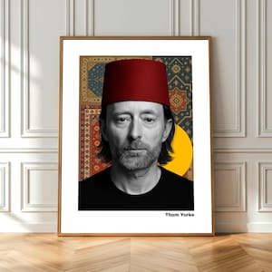 Thom Yorke - Radiohead - Stampa su tela o carta - Collage - Arabo - Musica - Arte - Arredamento Boho - Marocco