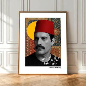 Freddie Mercury - Queen - Stampa su tela o carta - Collage - Arabo - Musica - Arte - Decorazione per la casa Boho