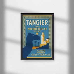 Tangeri: Visita il Marocco - Stampa su tela o carta - Vintage - Viaggio - Kasbah - Medina - Grotta di Ercole - Decorazione per la casa - Regalo