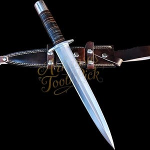 Cuchillo de supervivencia Arkansas Toothpick, hecho a mano, de acero D2, de doble filo, con funda de cuero. Regalo de cumpleaños o aniversario.