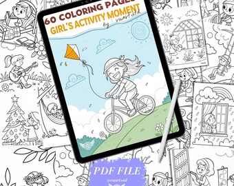 Girls Activity Moment: 60 Coloring Pages By Ru Art Studio |  Printable Coloring Book | Digital Download | Instant Download | PDF Only