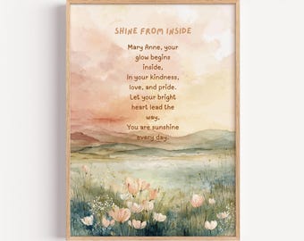 Gepersonaliseerde kindermuurkunst: babyposter, kindergedicht, aangepaste meisjesprint, kinderkamercadeau