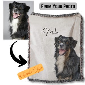Custom Portrait Pet Woven Blanket, Cozy Dog Throw, Custom Dog Lover Gift, Home Decor, Animal Lovers Blanket