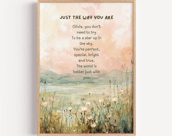 Gepersonaliseerde kindermuurkunst: babyposter, kindergedicht, aangepaste meisjesprint, kinderkamercadeau