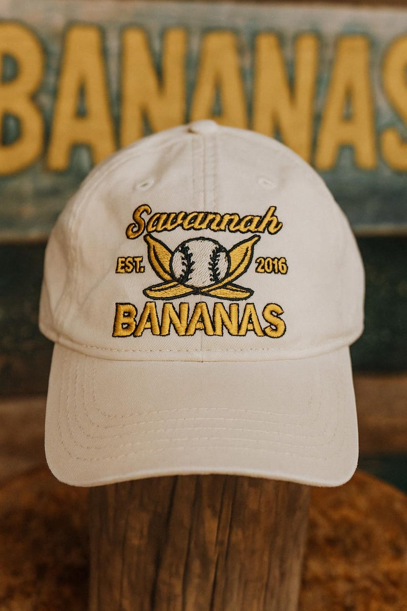 Broderad hatt med Savannah Bananas, hatt med Savannah Bananas, present till basebollag, rolig hatt, lagklädsel bild 3