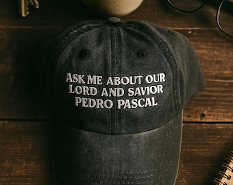 Pedro Pascal broderad mössa, Pedro Pascal-hatt, rolig hatt, mammahatt, present till mamma, Pedro Pascal-fanpresent