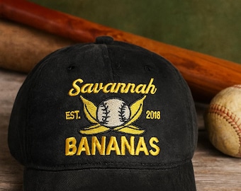 Gorra bordada de Savannah Bananas, gorra de Savannah Bananas, regalo para el equipo de béisbol, gorra divertida, atuendo de equipo