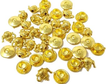 Lot de breloques en vrac, breloques assorties en or brillant, fournitures pour fabrication de bijoux, breloques pour thé miniatures, 40 pièces