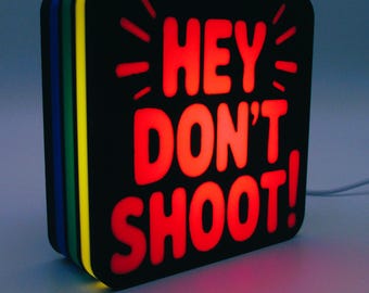Arc Raiders “Hey Don’t Shoot” LED Light Box – Gamer Decor Sign – 110×110×40mm