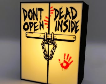 Don’t Open Dead Inside  LED Light Box – 115x150mm USB Powered – TV Series Inspired Horror Decor