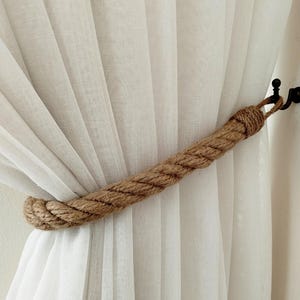 Rustic Jute Rope Curtain Tieback: Farmhouse Style Handmade Window Accessory