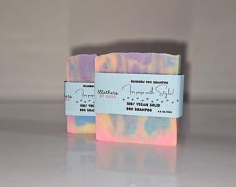 Rainbow Dog Shampoo Bar – Eco-Friendly Solid Pet Soap | Plastic-Free, Handmade Dog Wash | Fur & Feathers x Lllathers By Cass