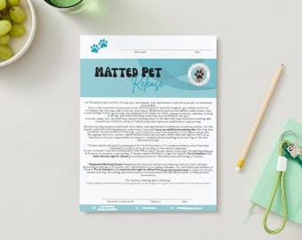 Matting Release Form for Groomers | Editable Canva Template | Pet Grooming Waiver | Digital Download