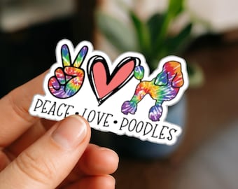Peace Love Poodles Sticker