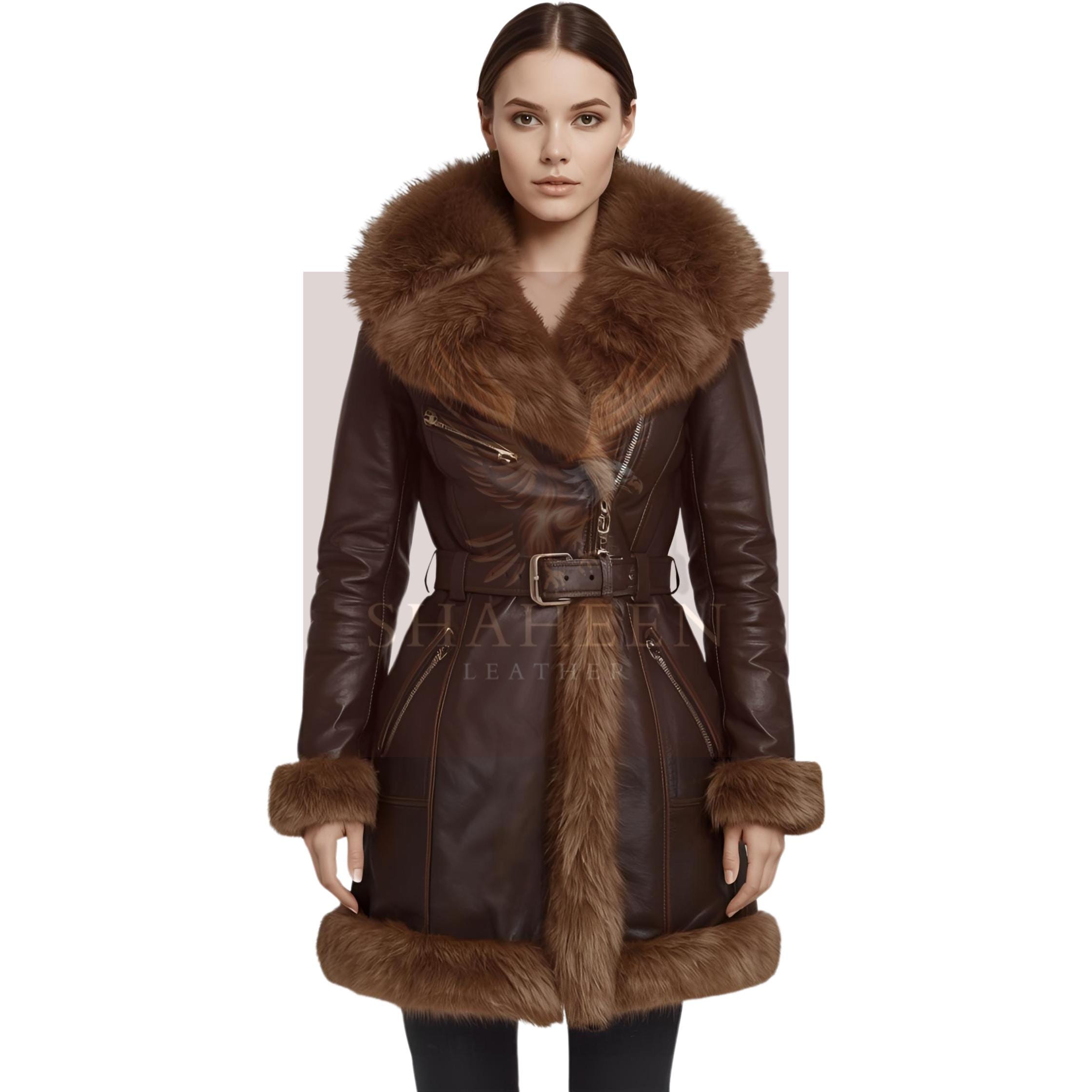 Leather Trench Coat With Fur Collar - Etsy