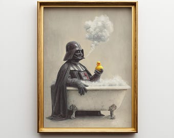 Darth Vader Bubble Bath Print: Funny Star Wars Bathroom Art (Digital Download