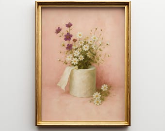 Pink Floral wc Rolle Kunst | Botanische Badezimmer Dekor | Wunderliche Gästetoilette Digitaler Download