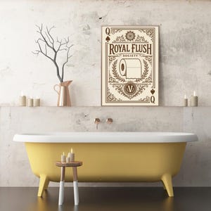 Royal Flush Society Print | Funny Vintage Toilet Paper Art | Playful Home Wall Decor
