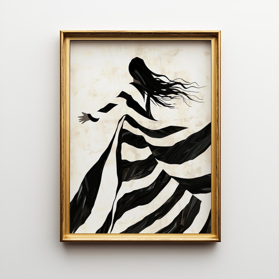 Abstract Black and White Woman Art Print | Minimalist Modern Wall Art ...