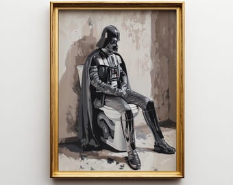 Funny Darth Vader on Toilet Print: Star Wars Bathroom Art (Digital Download)