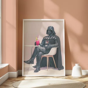 Darth Vader Bubble Tea Print: Funny Star Wars Sci-Fi Art (Digital Download