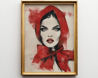 Editorial Fashion Wall Art, Vogue Style Woman Illustration, Glam Decor, Digital Download