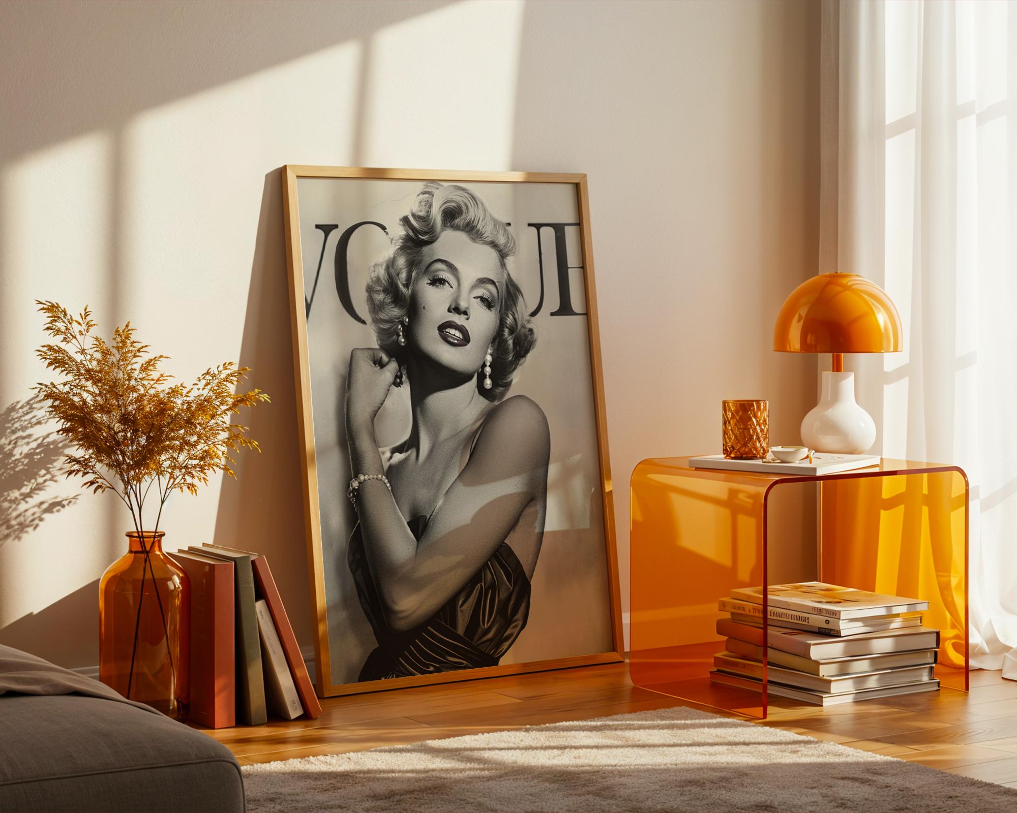 Marilyn Monroe Vogue-inspired Print- Vintage Hollywood Glamour Wall Art ...