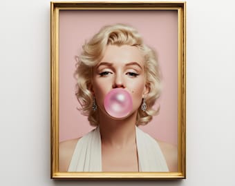 Pop-artprint Marilyn Monroe-kauwgom: retro glamoureus decor (pdf-download)