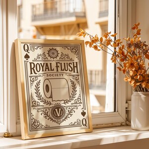 Royal Flush Society Print | Funny Vintage Toilet Paper Art | Playful Home Wall Decor