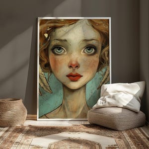 Big Eyes Surreal Eyes Poster, Pop Surrealism Portrait, Emotional Artwork, Modern Printable Wall Art