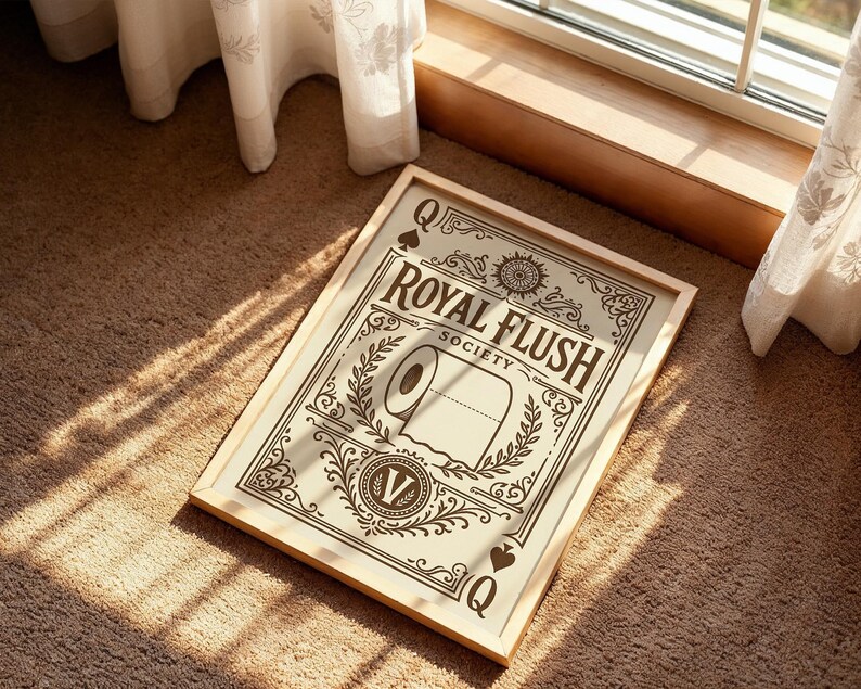 Royal Flush Society Print | Funny Vintage Toilet Paper Art | Playful Home Wall Decor