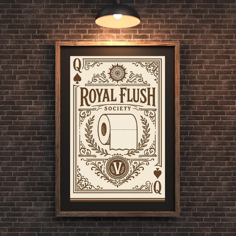 Royal Flush Society Print | Funny Vintage Toilet Paper Art | Playful Home Wall Decor