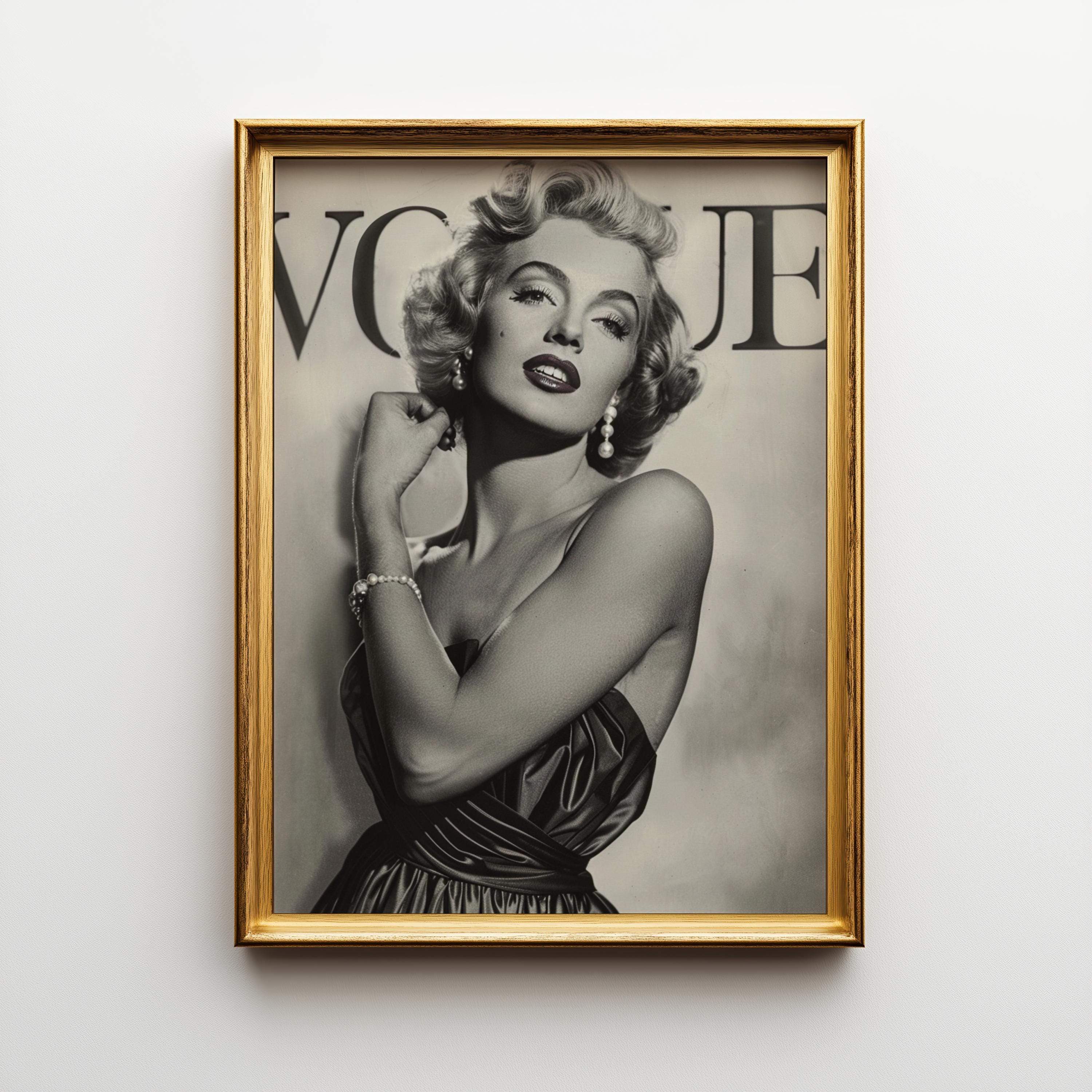 Marilyn Monroe Vogue-inspired Print- Vintage Hollywood Glamour Wall Art ...