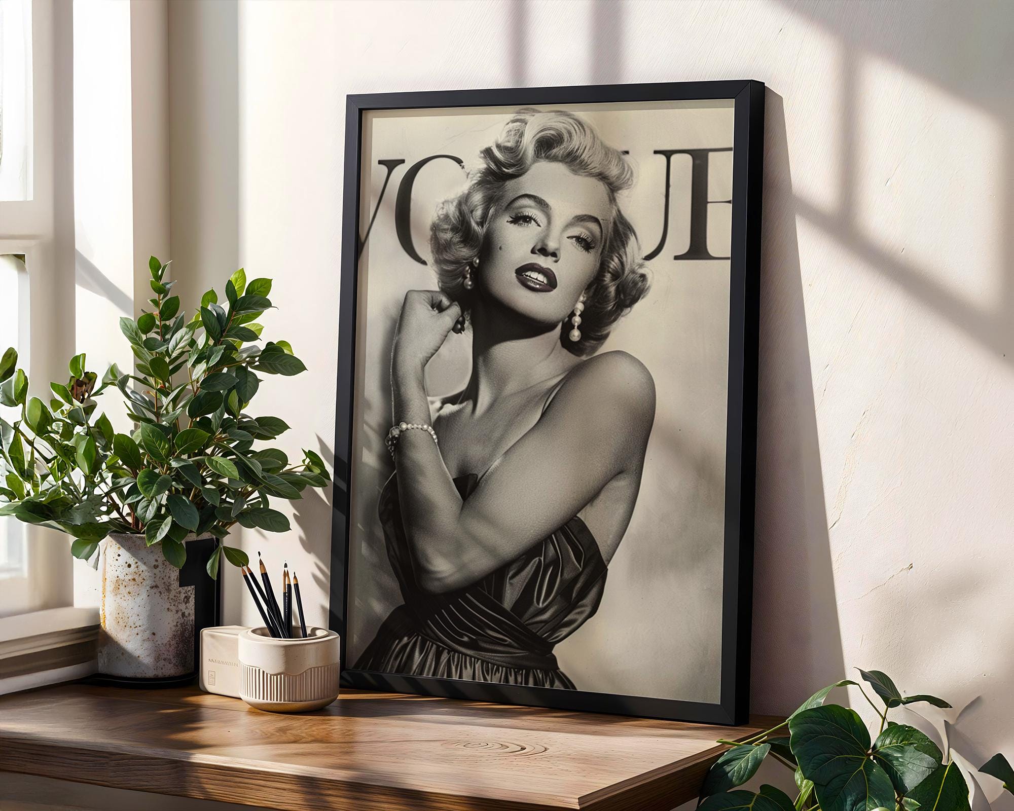 Marilyn Monroe Vogue-inspired Print- Vintage Hollywood Glamour Wall Art ...