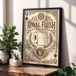 Royal Flush Society Print | Funny Vintage Toilet Paper Art | Playful Home Wall Decor