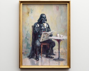 Darth Vader Coffee Print – Funny Star Wars Art, Sci-Fi Illustration (Digital Download)