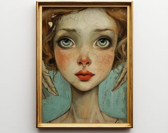 Big Eyes Surreal Eyes Poster, Pop Surrealism Portrait, Emotional Artwork, Modern Printable Wall Art