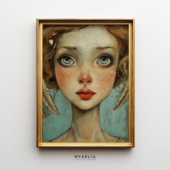 Big Eyes Surreal Eyes Poster, Pop Surrealism Portrait, Emotional Artwork, Modern Printable Wall Art