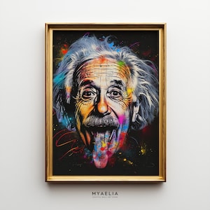 Einstein Pop Art Poster – Colorful Tongue Out Print (Digital Download)
