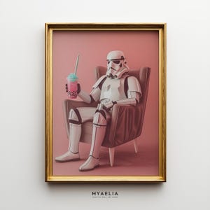 Stormtrooper Bubble Tea Print: Funny Star Wars Pop Culture Poster (Digital Download)