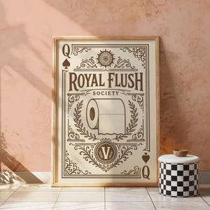 Royal Flush Society Print | Funny Vintage Toilet Paper Art | Playful Home Wall Decor
