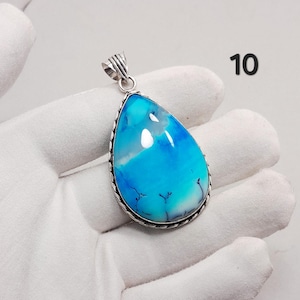 Colgante de cristal, colgante de crisoprasa, colgante de fucsita de rubí, colgante de ópalo dendrita, colgante ahumado, colgante plateado de amazonita naranja