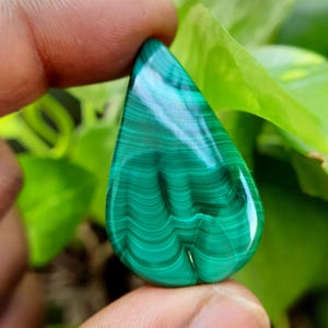 Natural malachite cabochon loose gemstone, Designer malachite pear gemstone size 42x26x7 mm