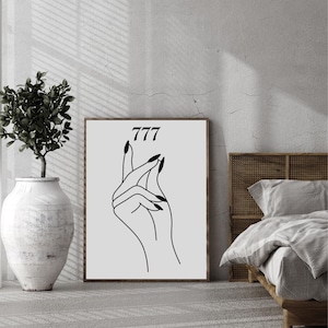 777 Wall Art Print, Angel Number Print, Manifestation Energy Spiritual Poster, Positivity Prints, Spiritual Printable Poster, 777 Digital