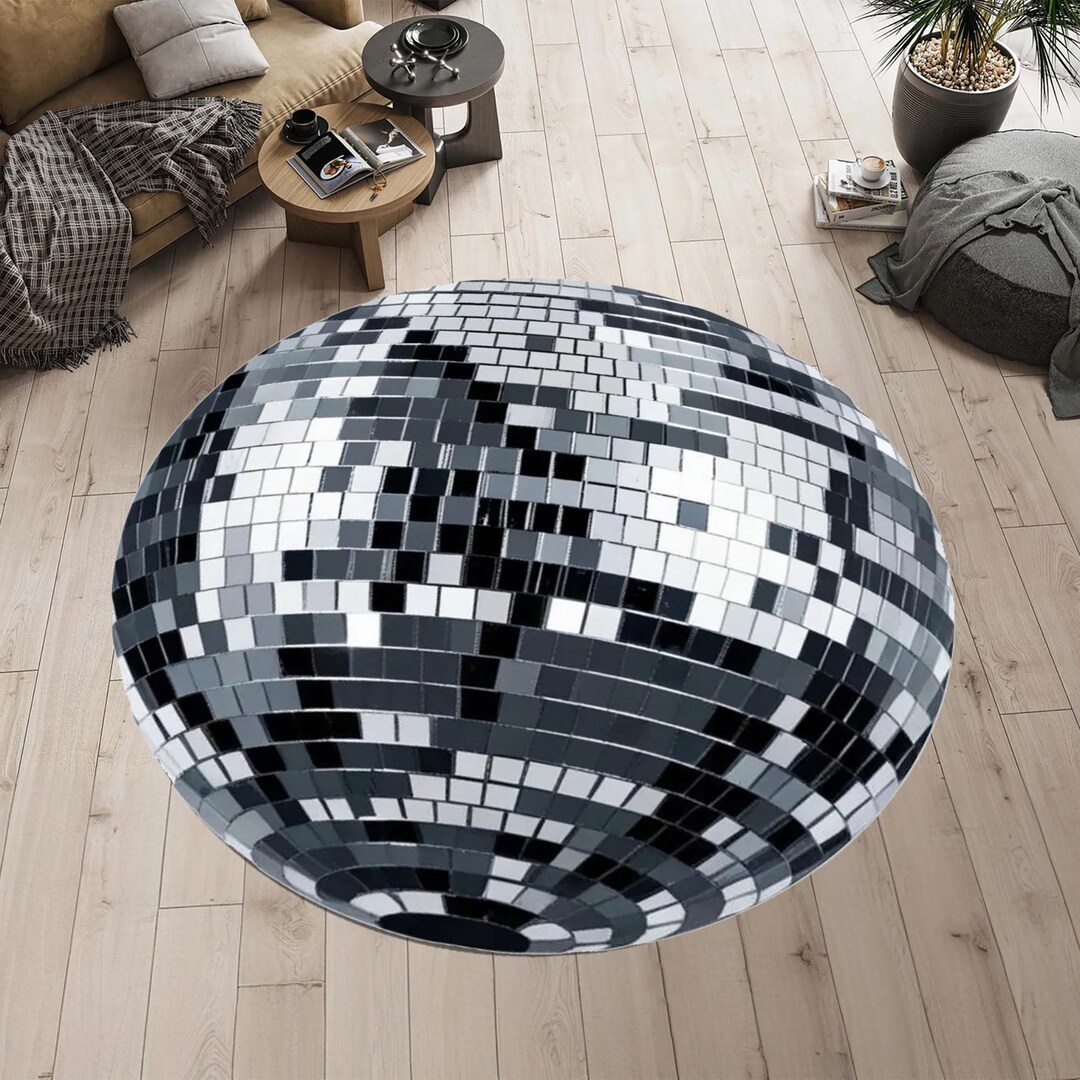 Ball Rug R Ug Mirror Ball Rug,disco Ball Rug,round Rug,disco Ball,circle Rug,mosaic ...