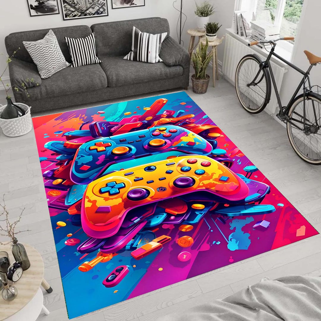Computer Gaming Room Rug Gamer Rug,game Room Rug,gaming Controller Rug,gamer Zone Rug,rugs for ...