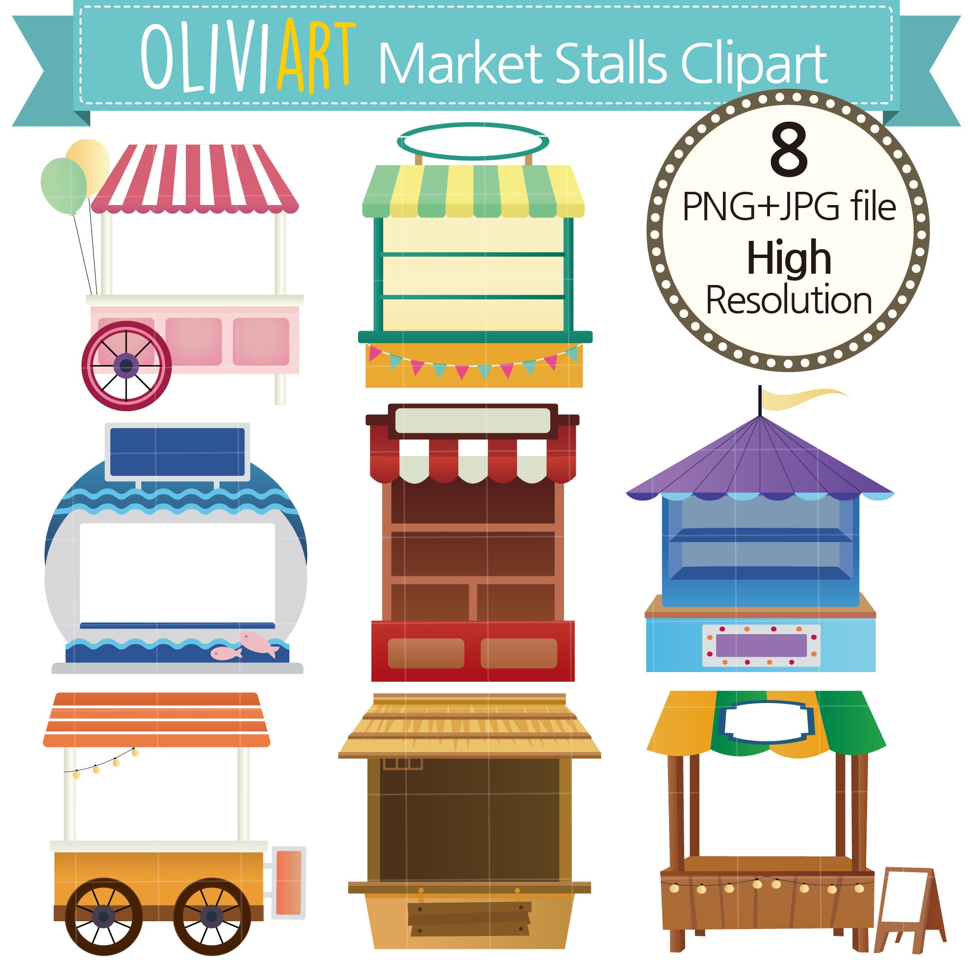 Market Stalls Clip Art Etsy
