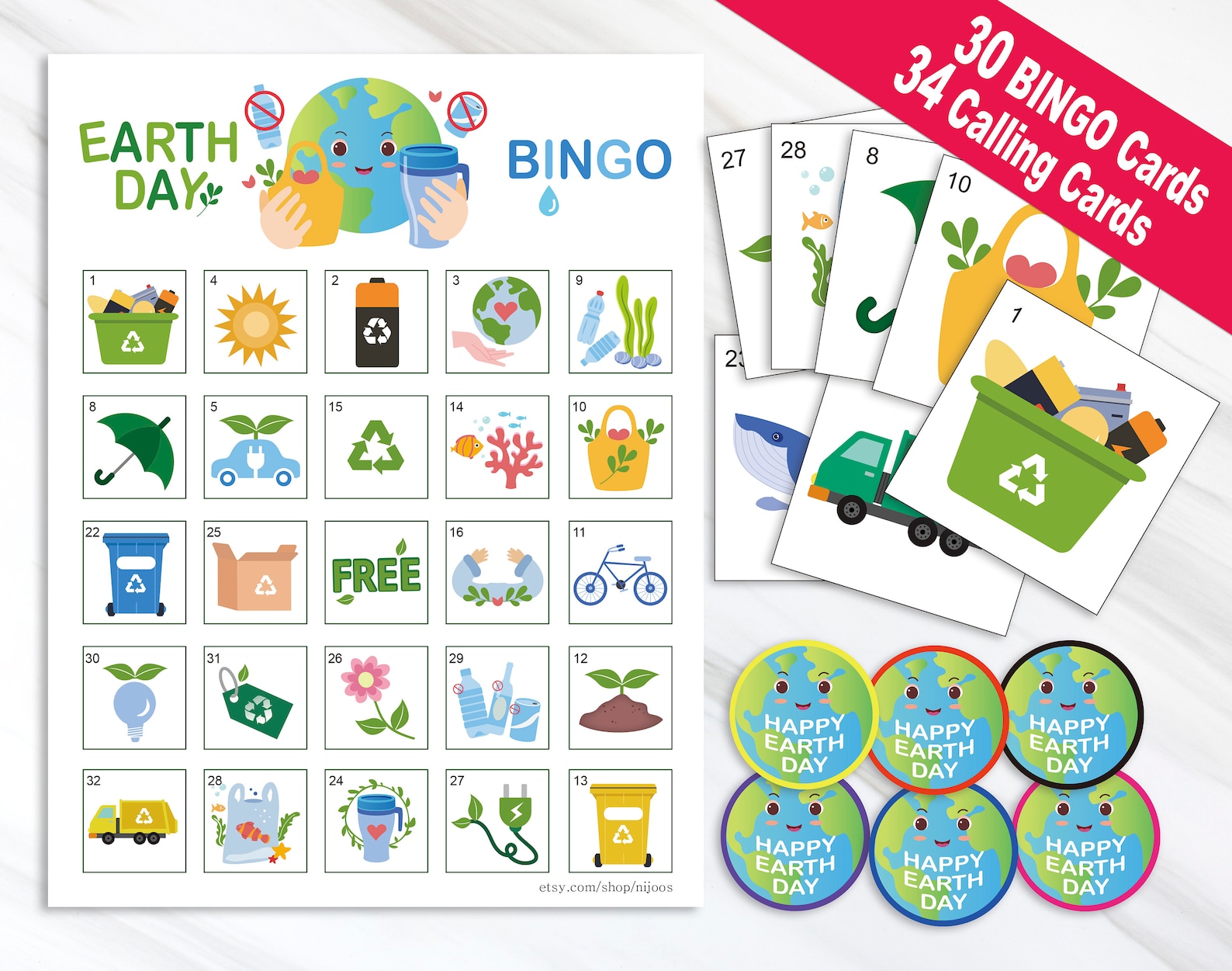 earth-day-bingo-for-kids-a4-size-pdfs-printable-bingo-cards-etsy